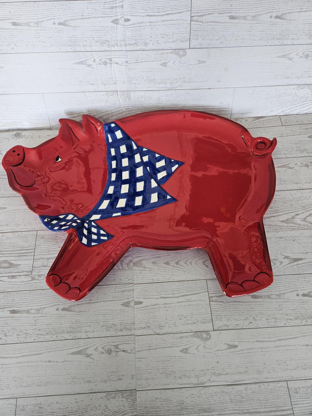Swoozie Patriotic Red Ceramic Pig Serving Platter – Country BBQ decor